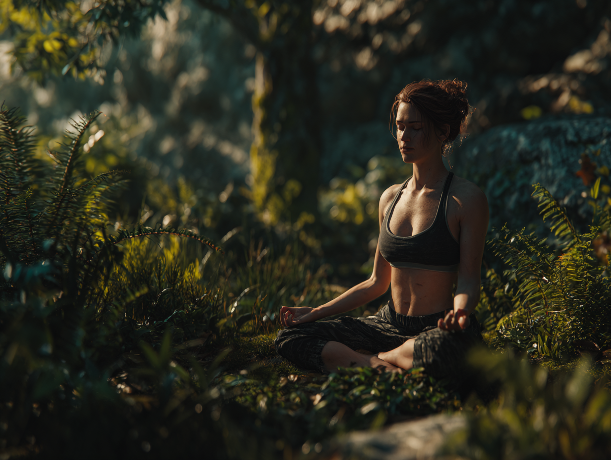 Persona en meditación al aire libre